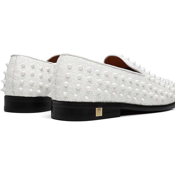 Erphpre Paul Mens Size 11 White Sparkle Silver Studded Spiked Slip On Loafers main image 7